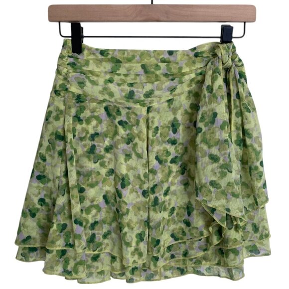 Aerie Chiffon Tiered Ruffle Mini Skirt Floral Tie Waist Size Small - Picture 1 of 6